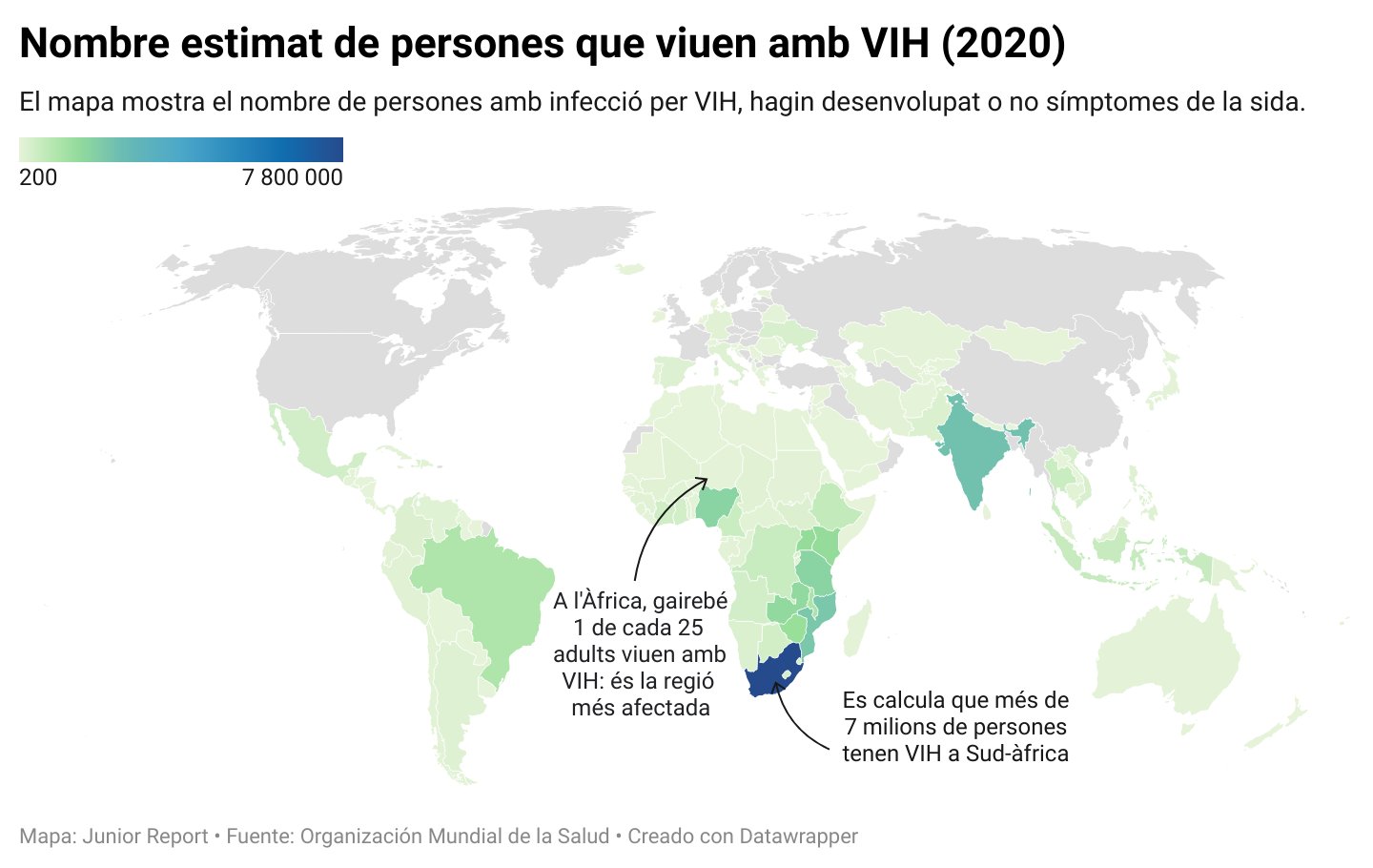 Mapa mundial sida contagis