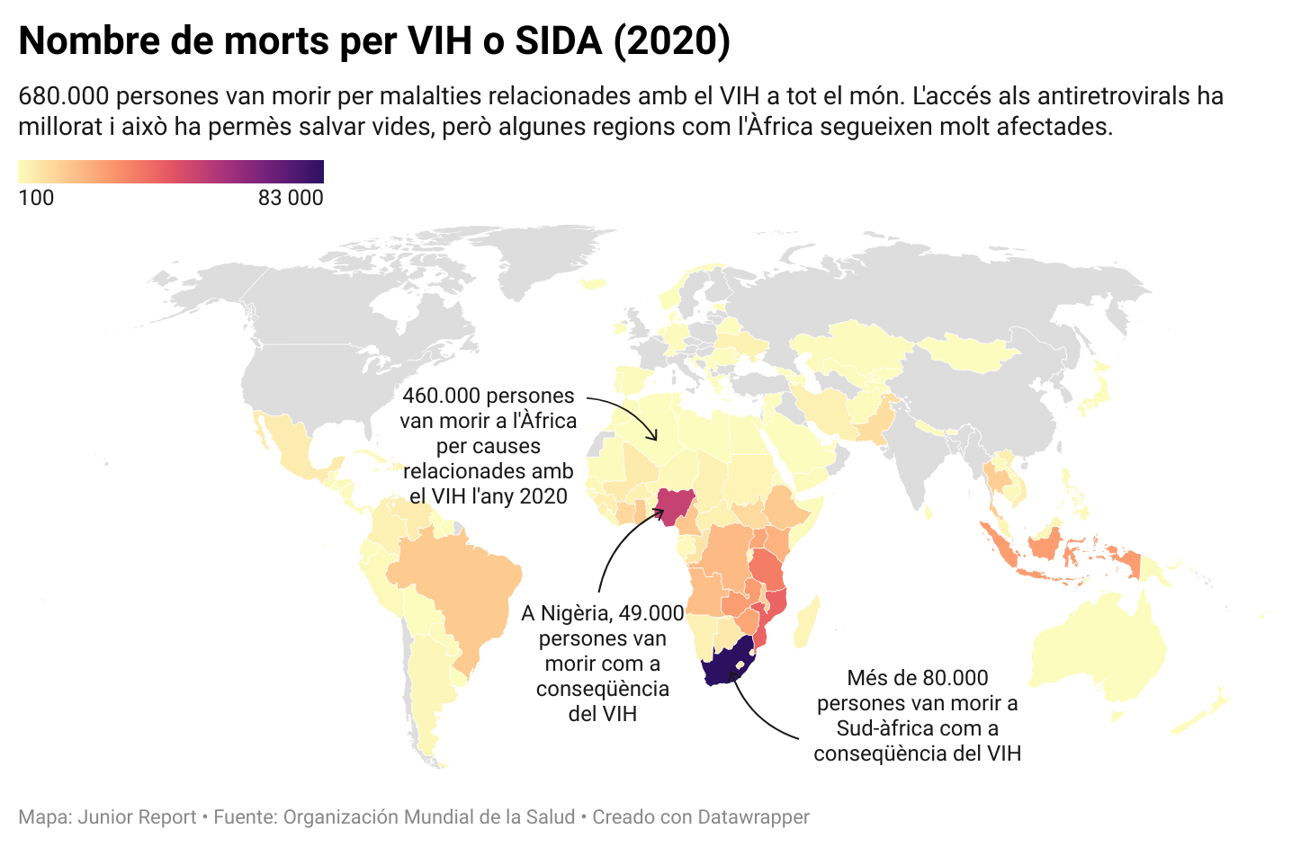 Mapa mundial sida morts